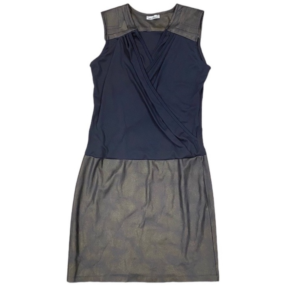 Charming Girl Womans Navy Blue Faux Leather Dress Size Large